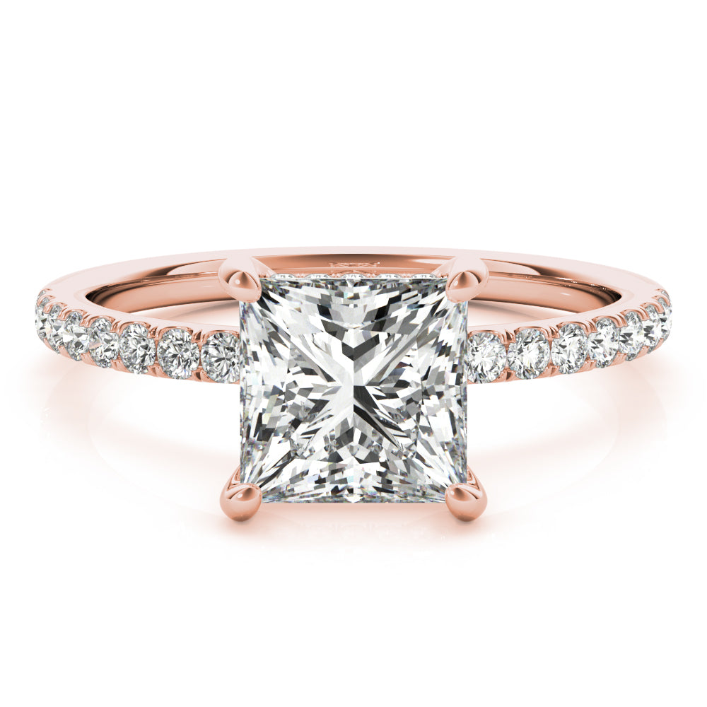 Princess Cut Hidden Halo Engagement Ring