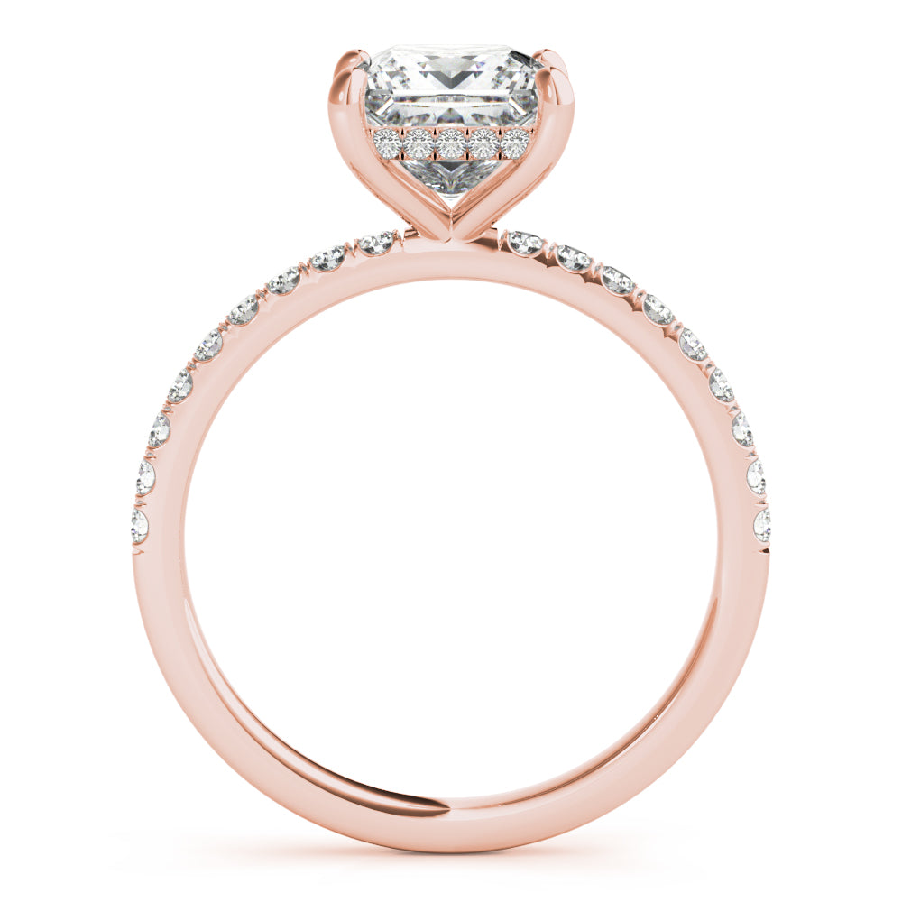 Princess Cut Hidden Halo Engagement Ring