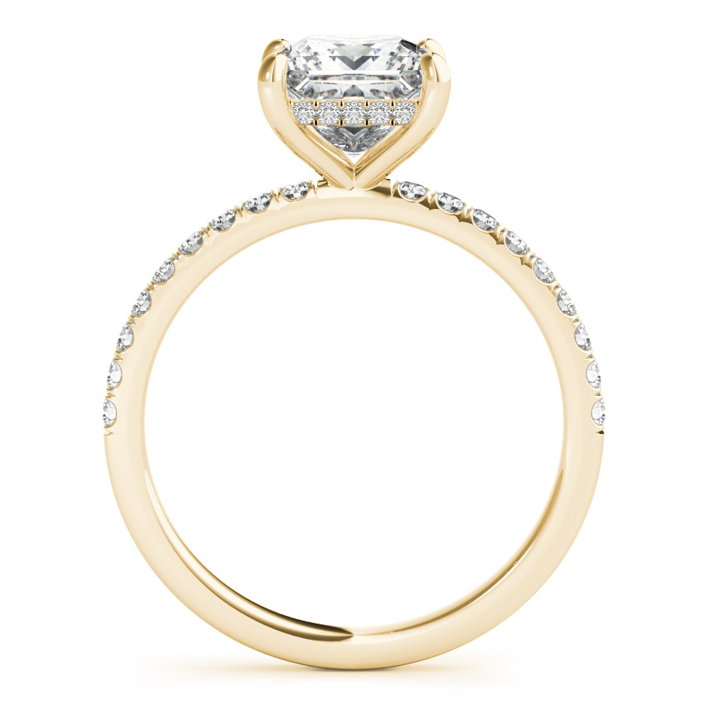 Princess Cut Hidden Halo Engagement Ring