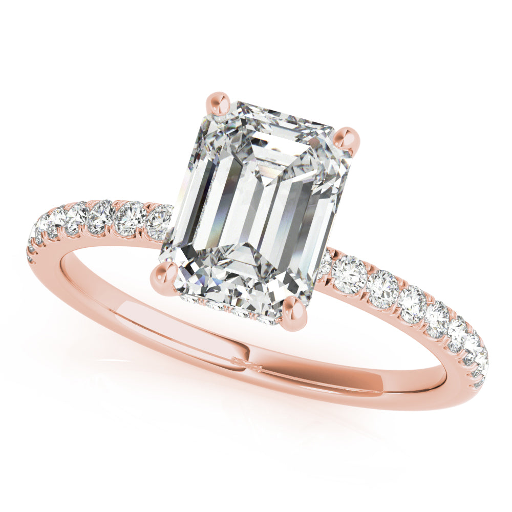 Hidden Halo Emerald Cut Engagement Ring