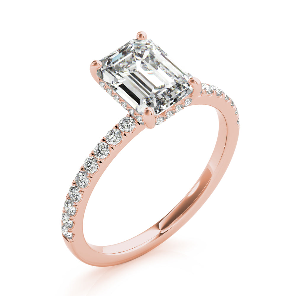 Hidden Halo Emerald Cut Engagement Ring