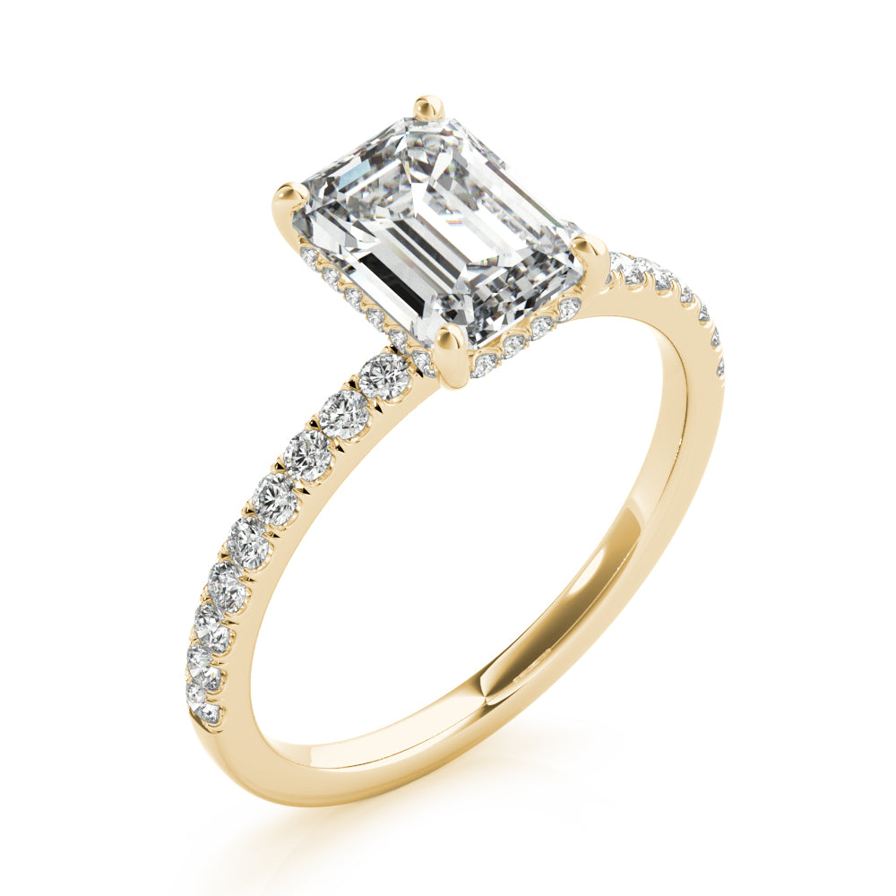 Hidden Halo Emerald Cut Engagement Ring