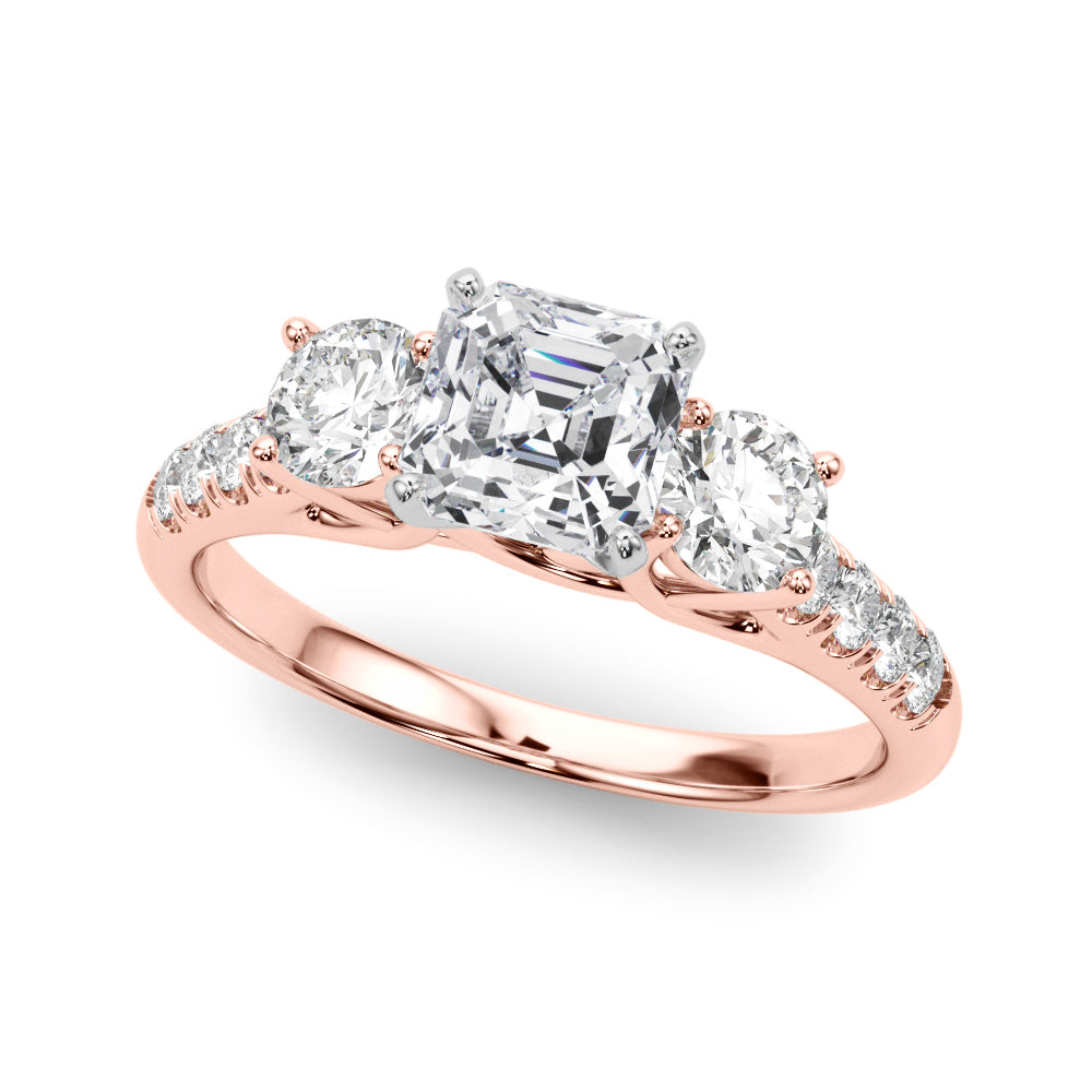 3-Stone Single Row Engagement Ring