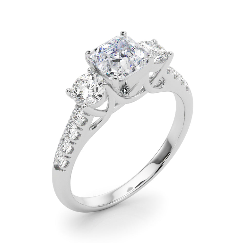 3-Stone Single Row Engagement Ring
