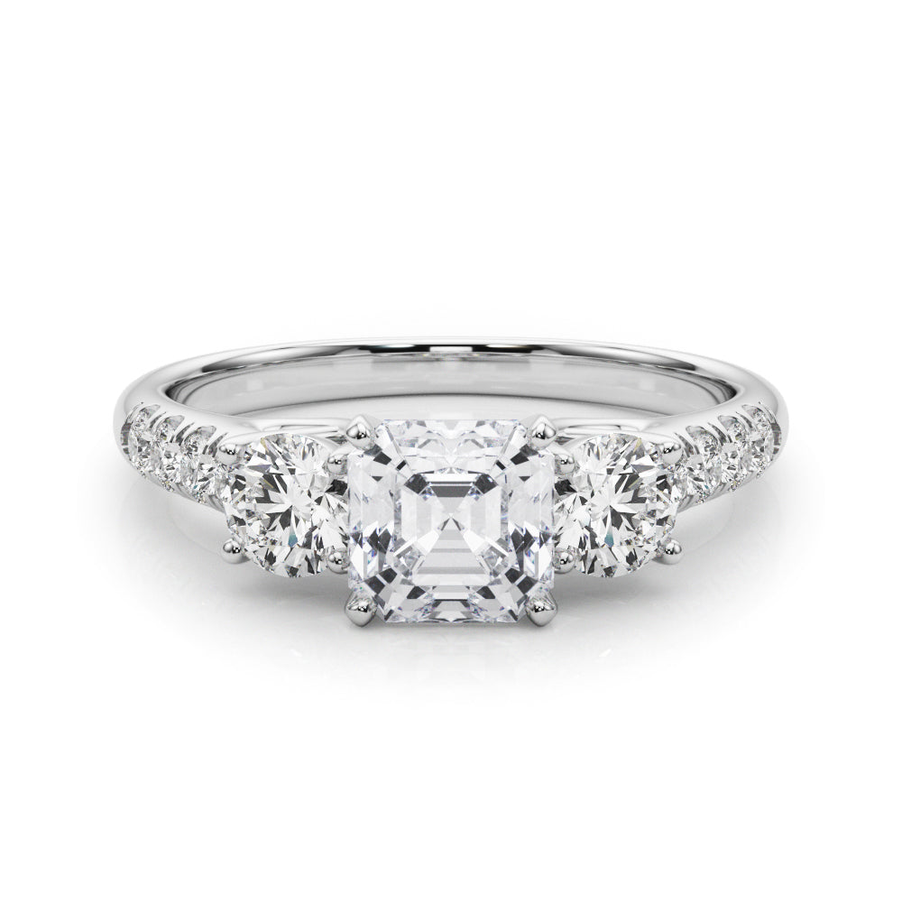 3-Stone Single Row Engagement Ring