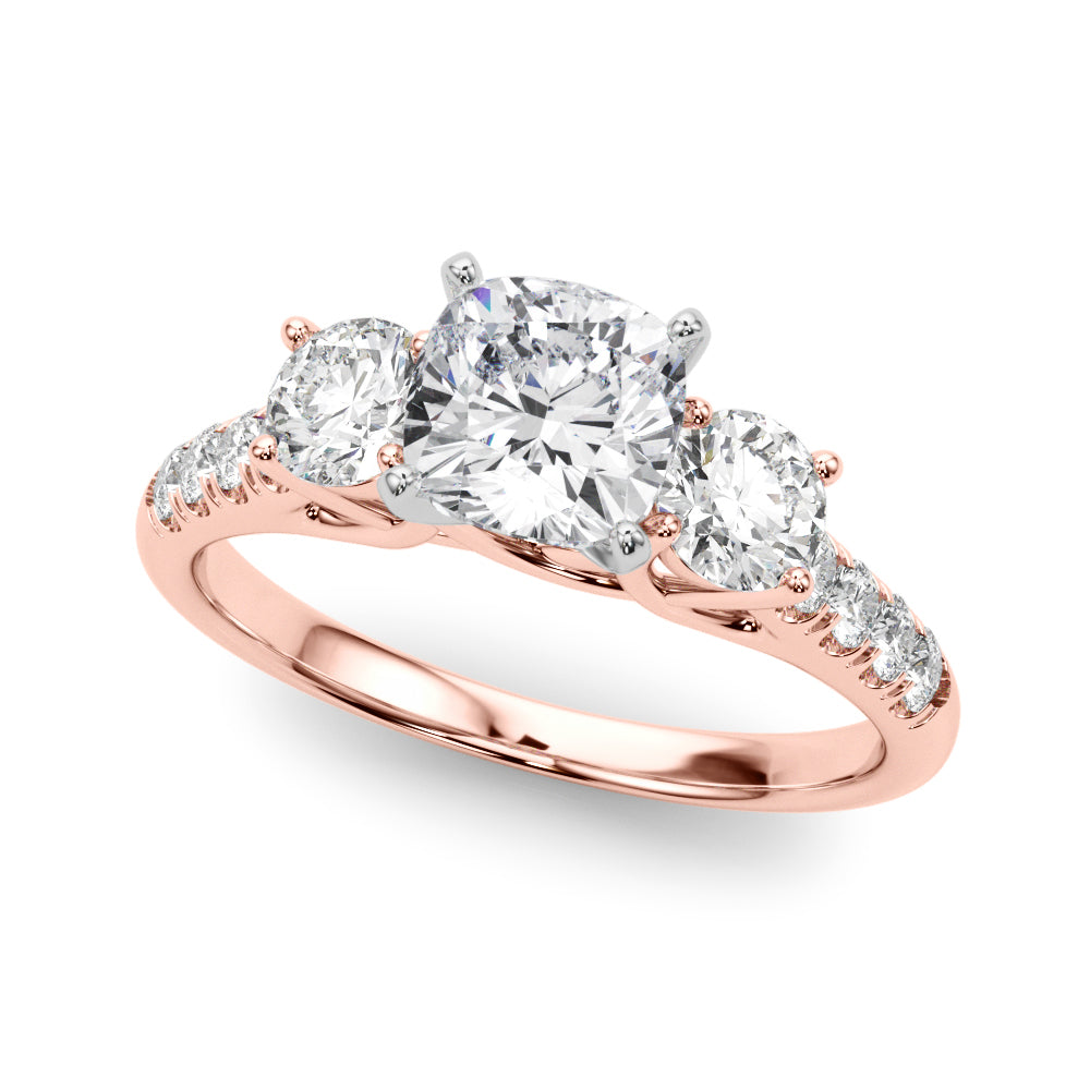 3-Stone Single Row Engagement Ring