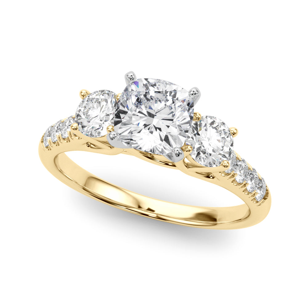 3-Stone Single Row Engagement Ring