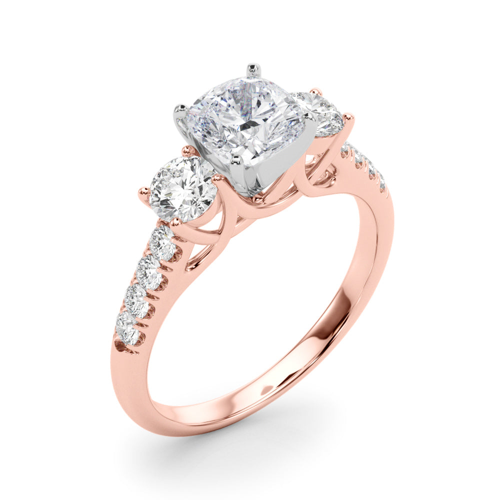 3-Stone Single Row Engagement Ring