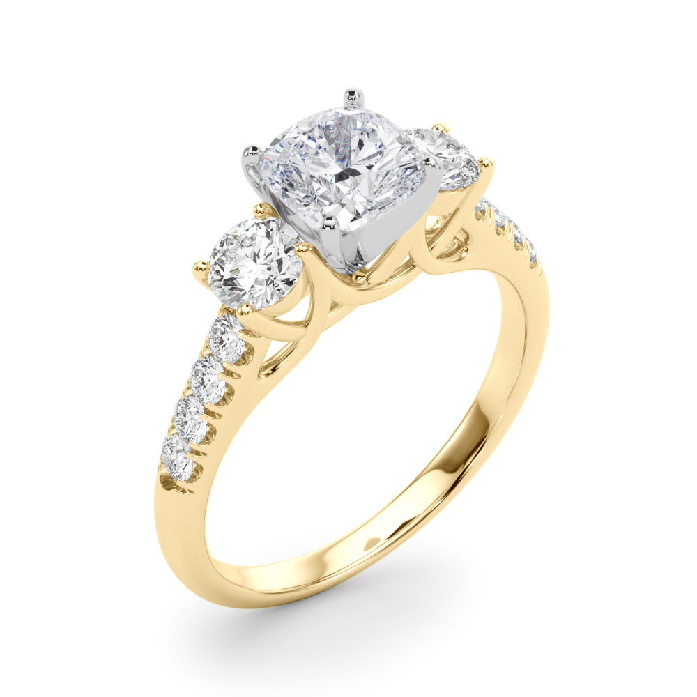 3-Stone Single Row Engagement Ring