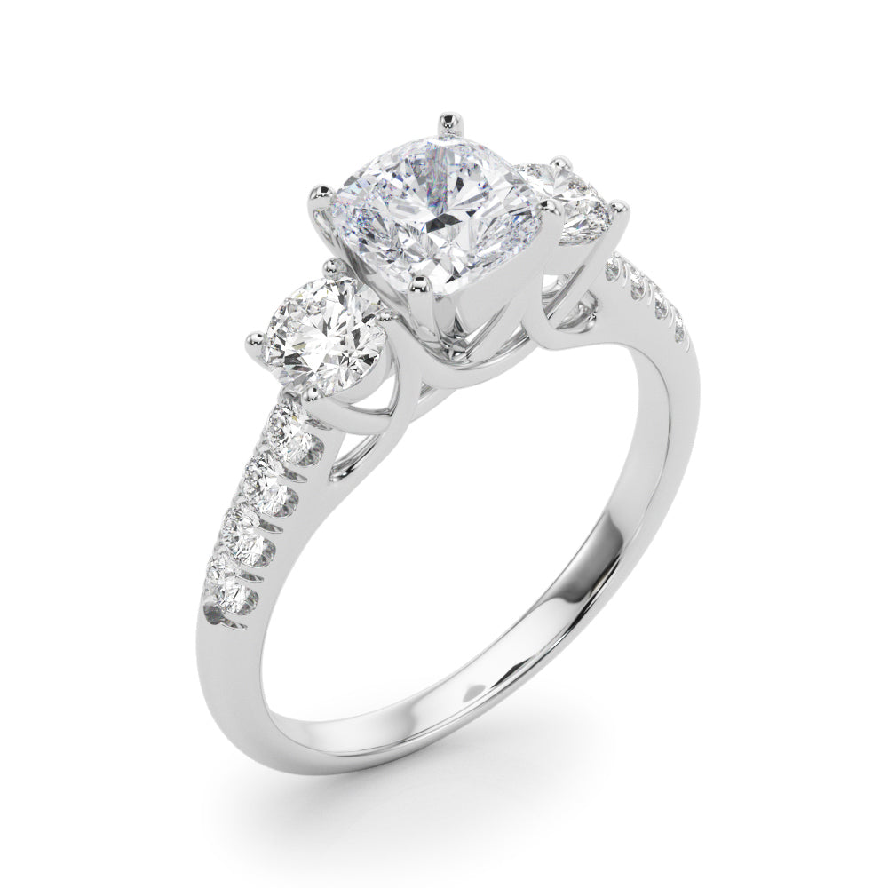 3-Stone Single Row Engagement Ring