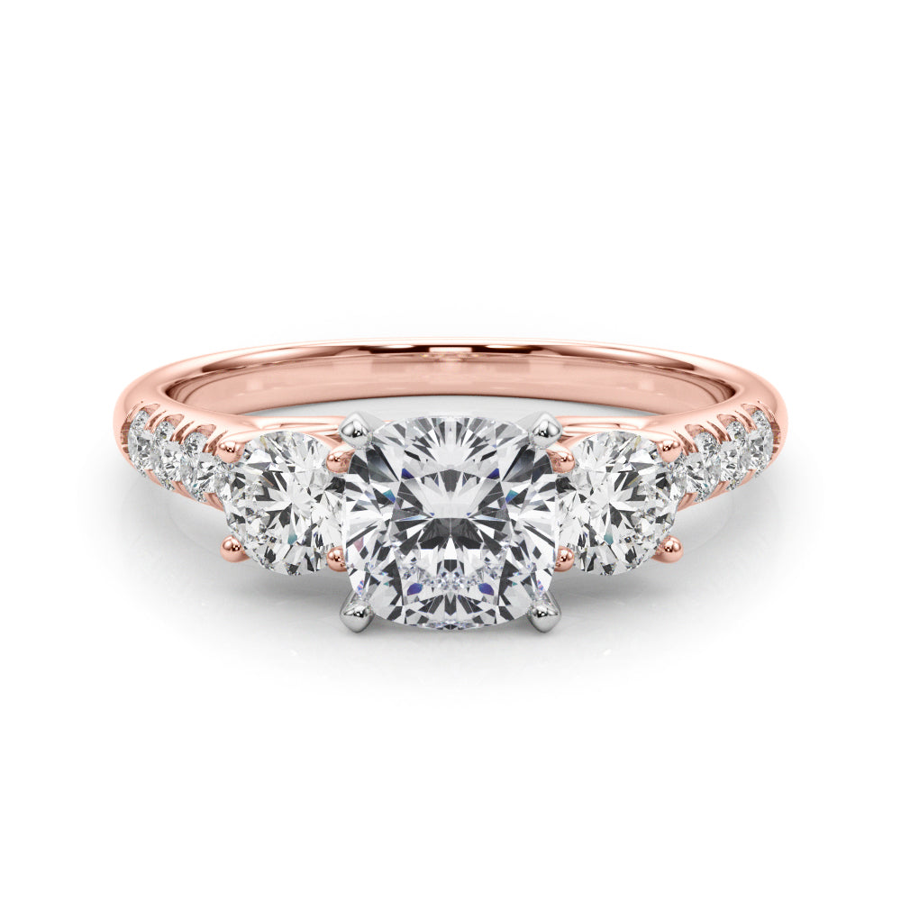 3-Stone Single Row Engagement Ring