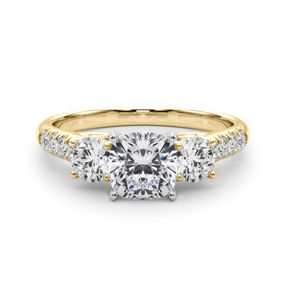 3-Stone Single Row Engagement Ring