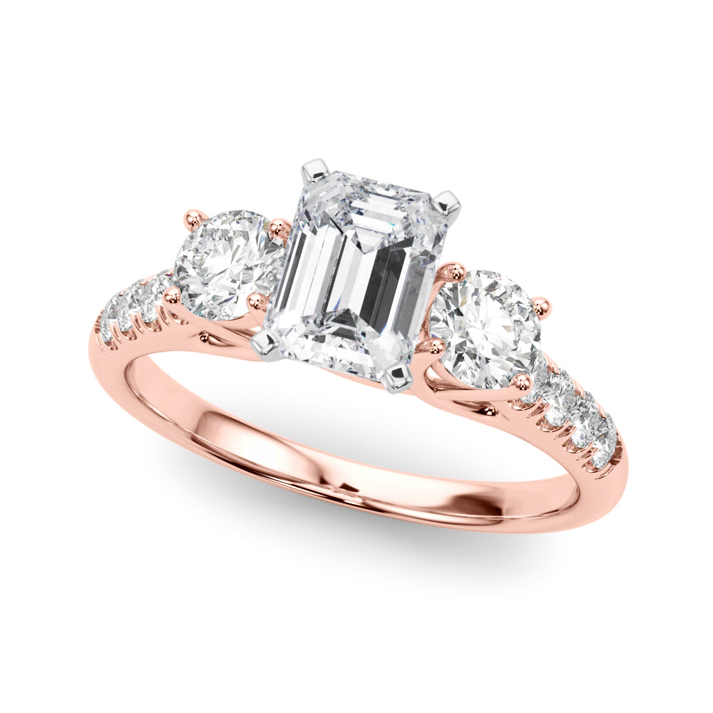 3-Stone Single Row Engagement Ring