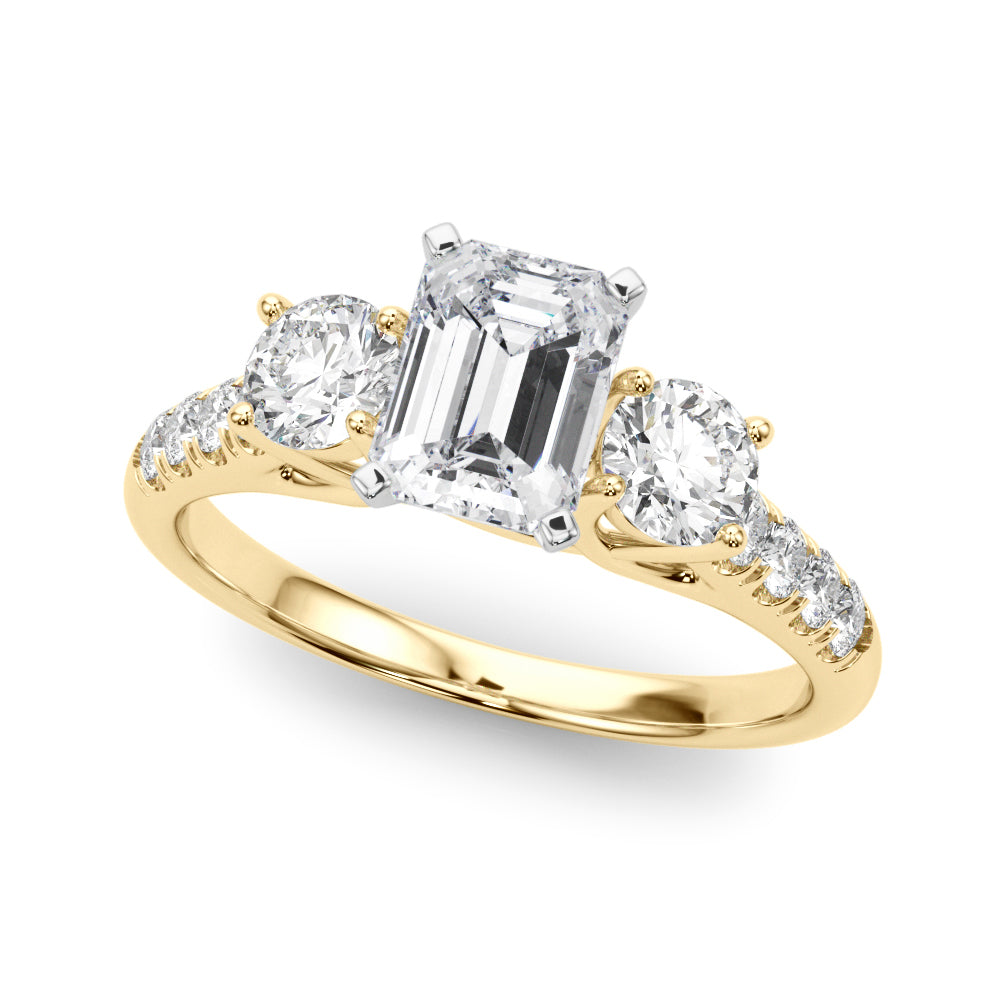 3-Stone Single Row Engagement Ring