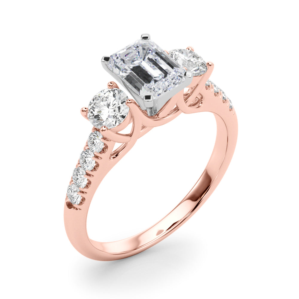 3-Stone Single Row Engagement Ring