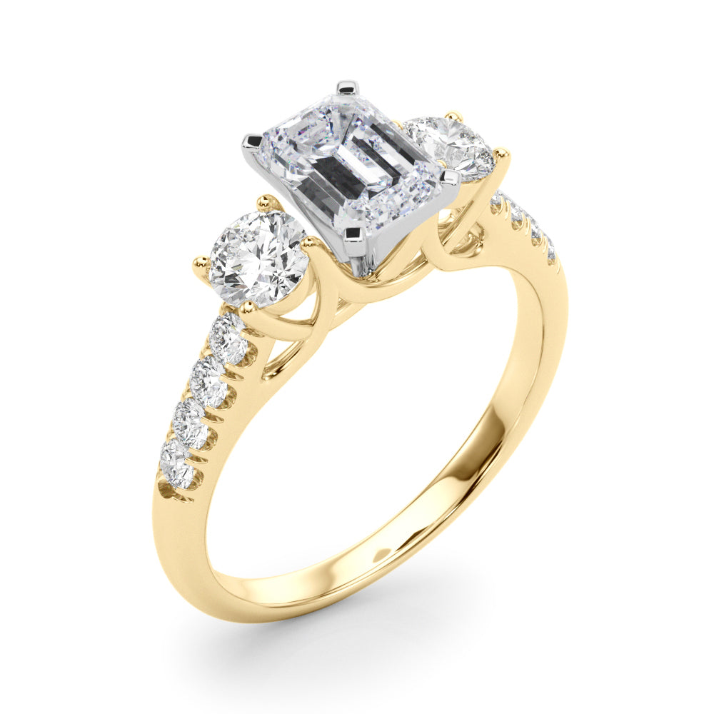 3-Stone Single Row Engagement Ring