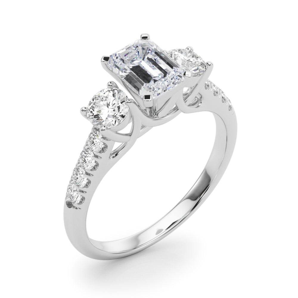 3-Stone Single Row Engagement Ring