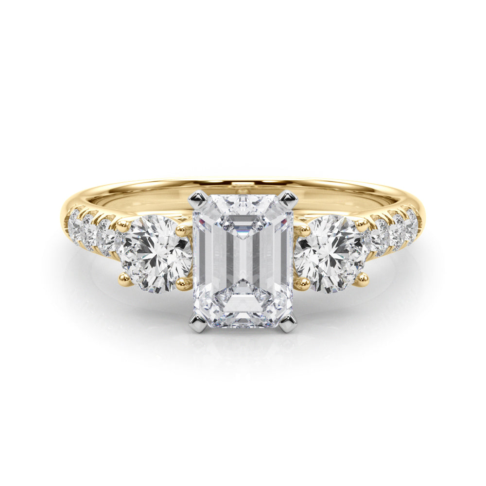 3-Stone Single Row Engagement Ring