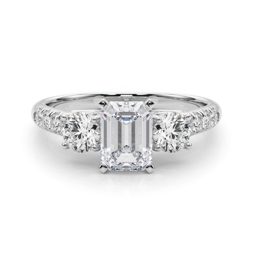3-Stone Single Row Engagement Ring