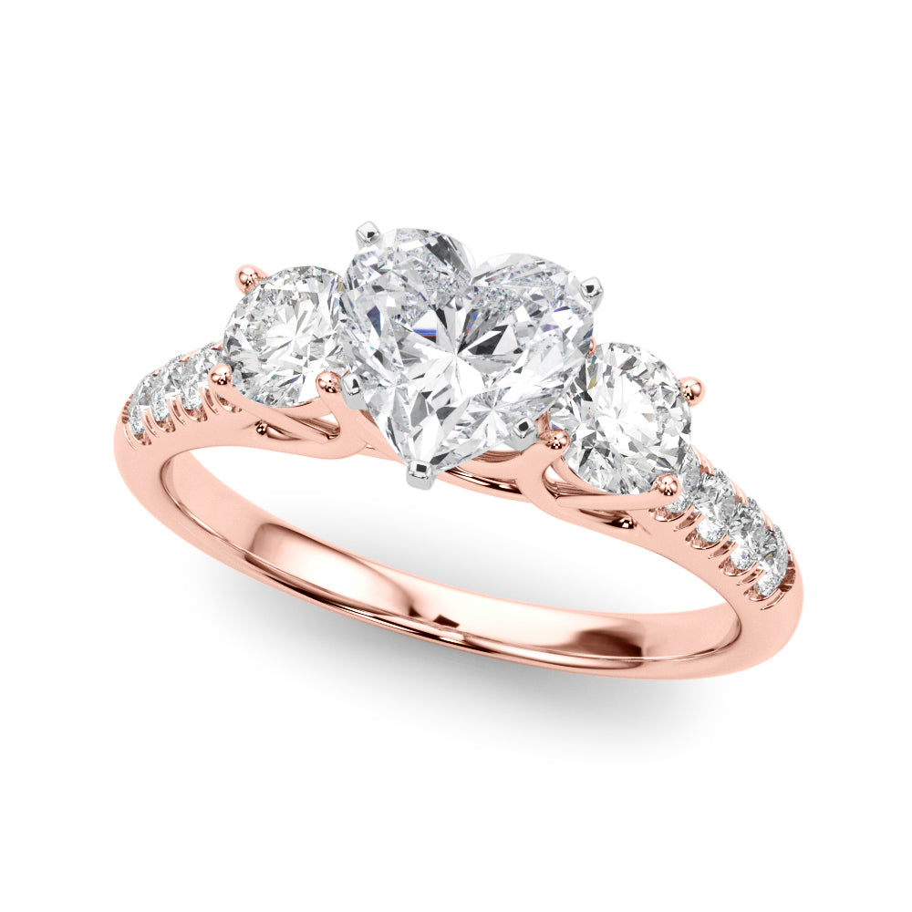 3-Stone Single Row Engagement Ring