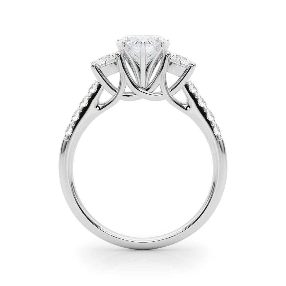 3-Stone Single Row Engagement Ring