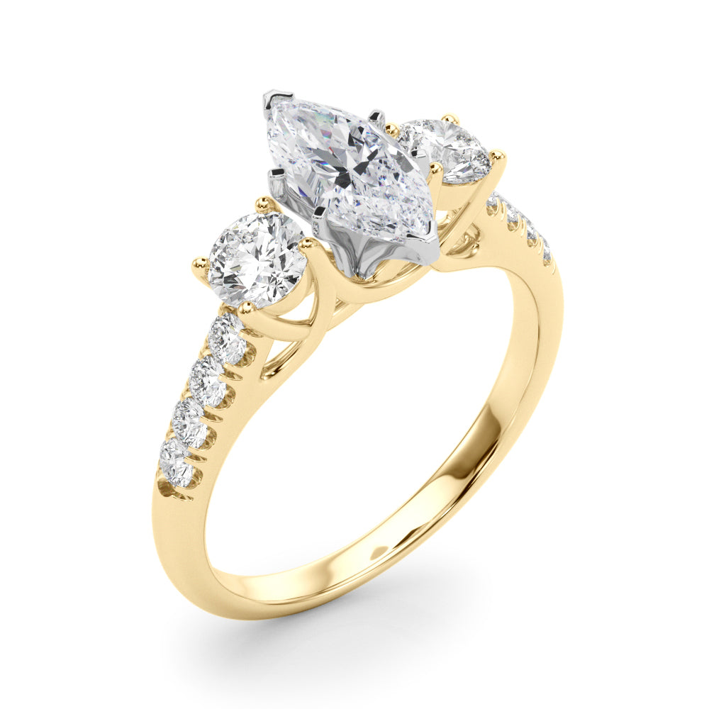 3-Stone Single Row Engagement Ring