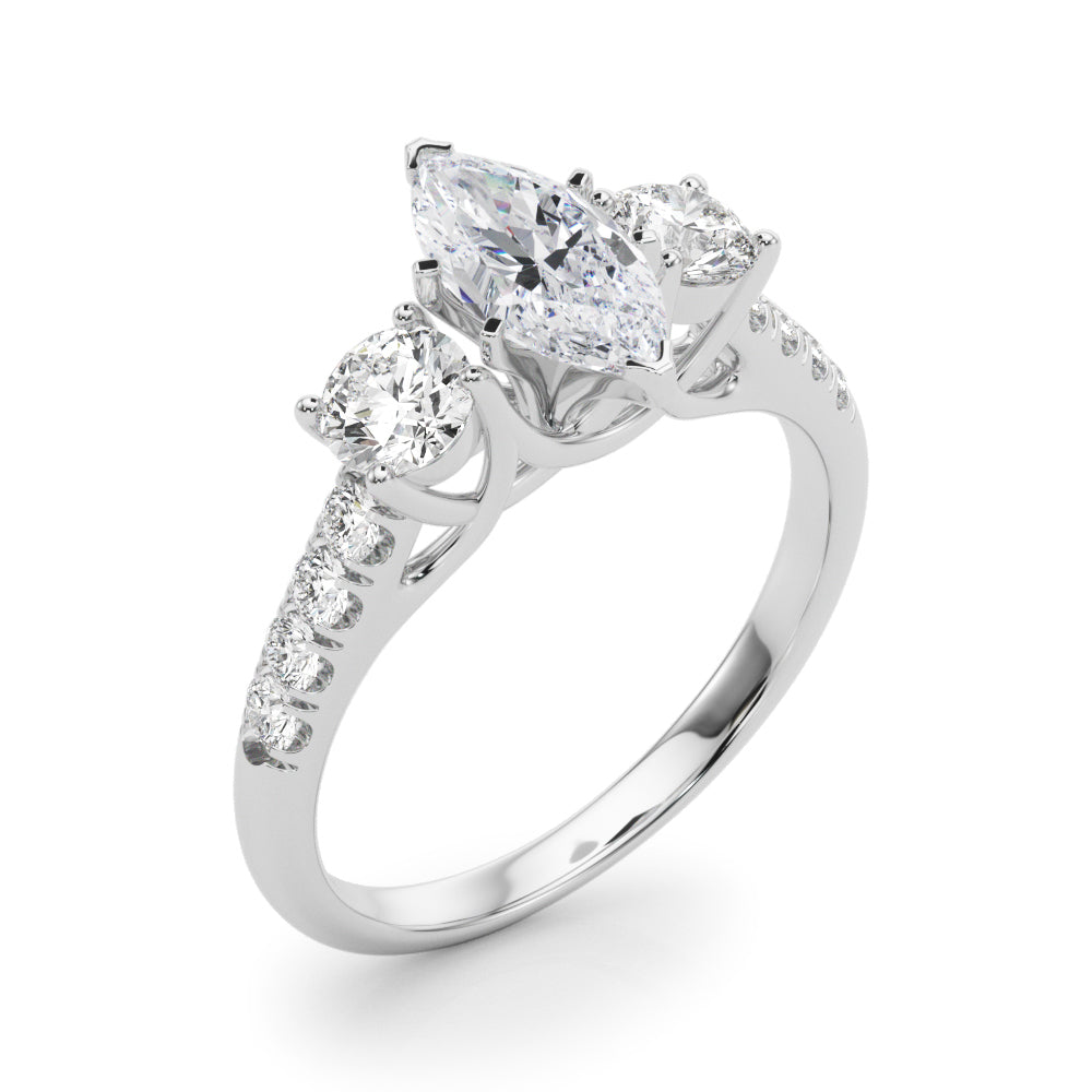 3-Stone Single Row Engagement Ring