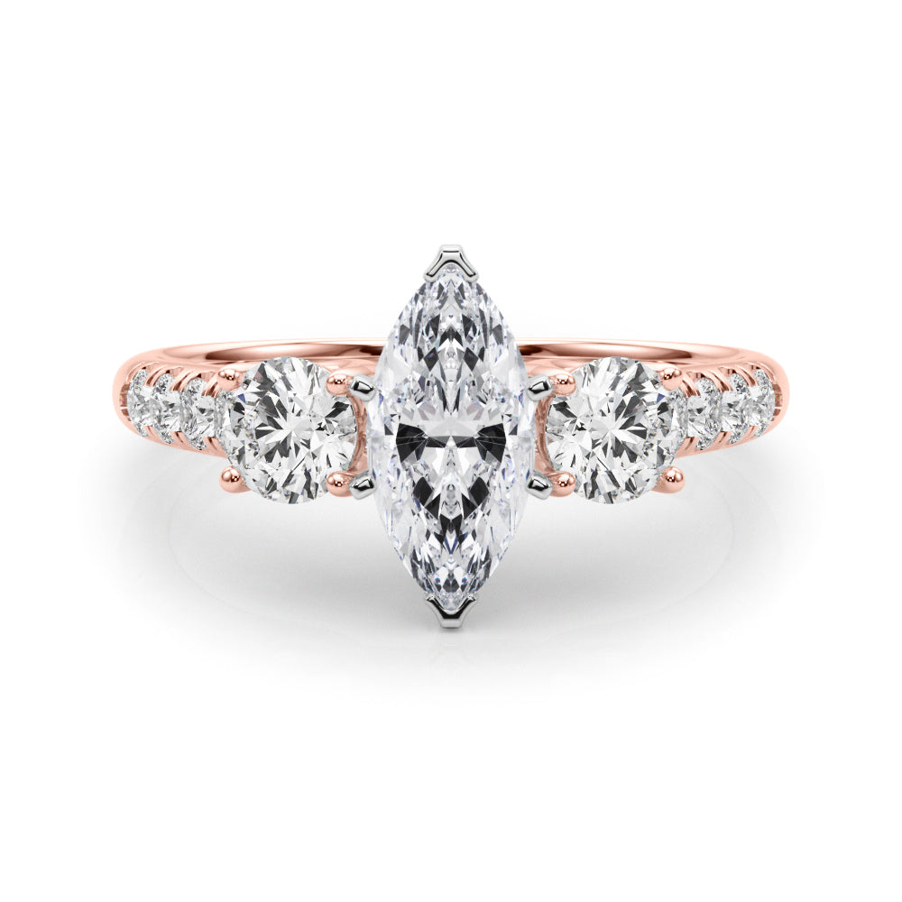 3-Stone Single Row Engagement Ring