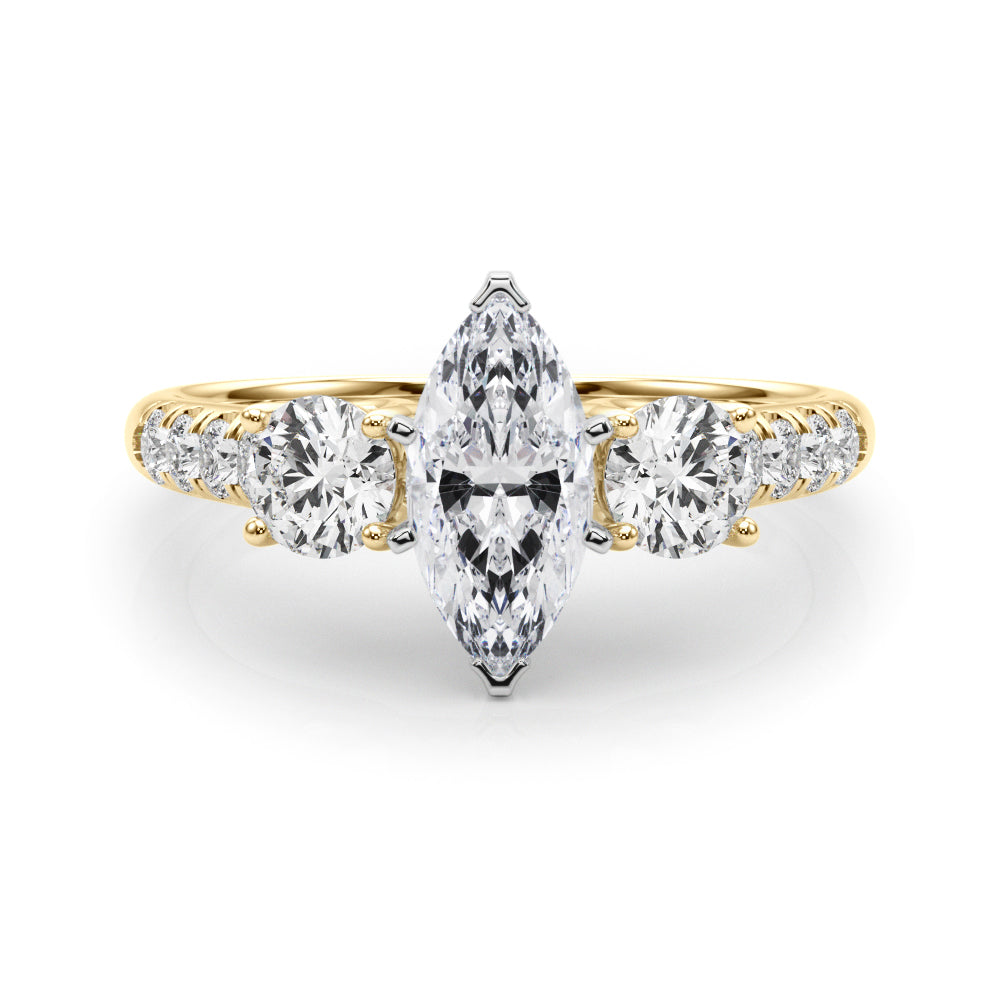 3-Stone Single Row Engagement Ring