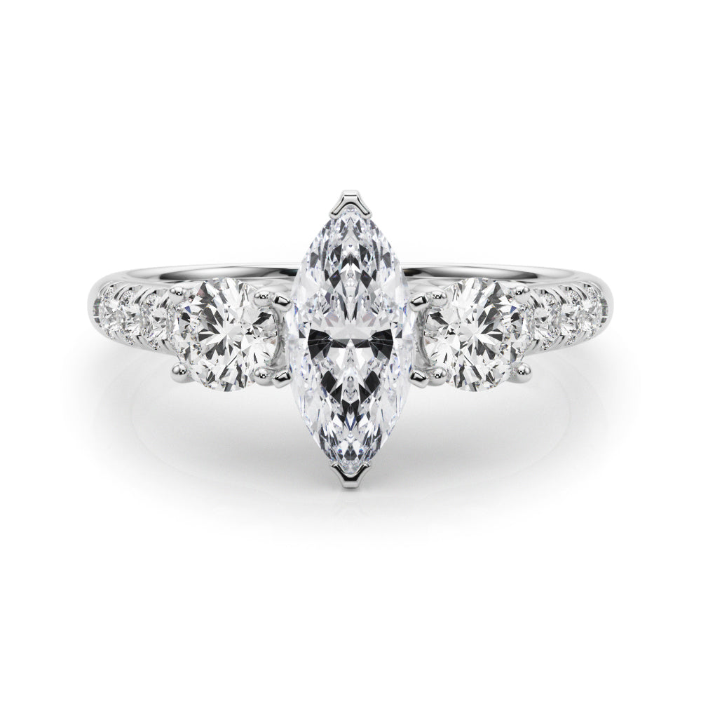 3-Stone Single Row Engagement Ring