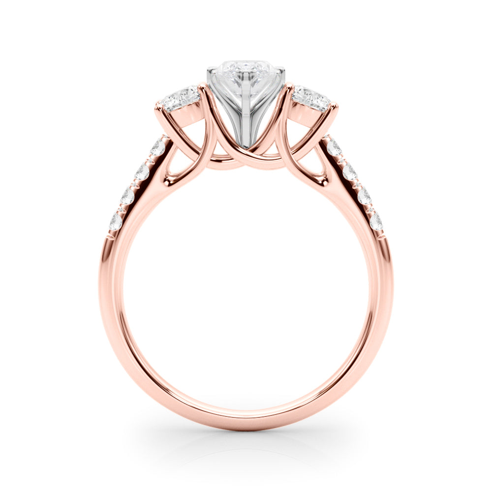 3-Stone Single Row Engagement Ring