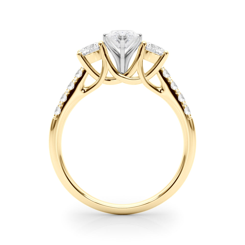 3-Stone Single Row Engagement Ring