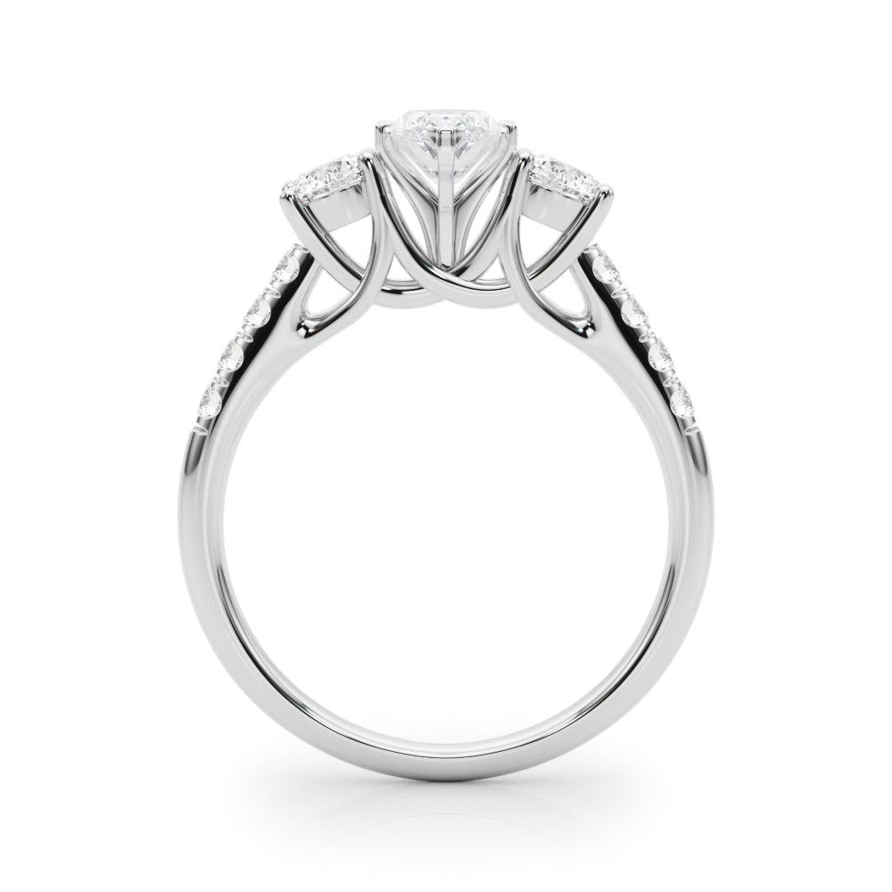 3-Stone Single Row Engagement Ring