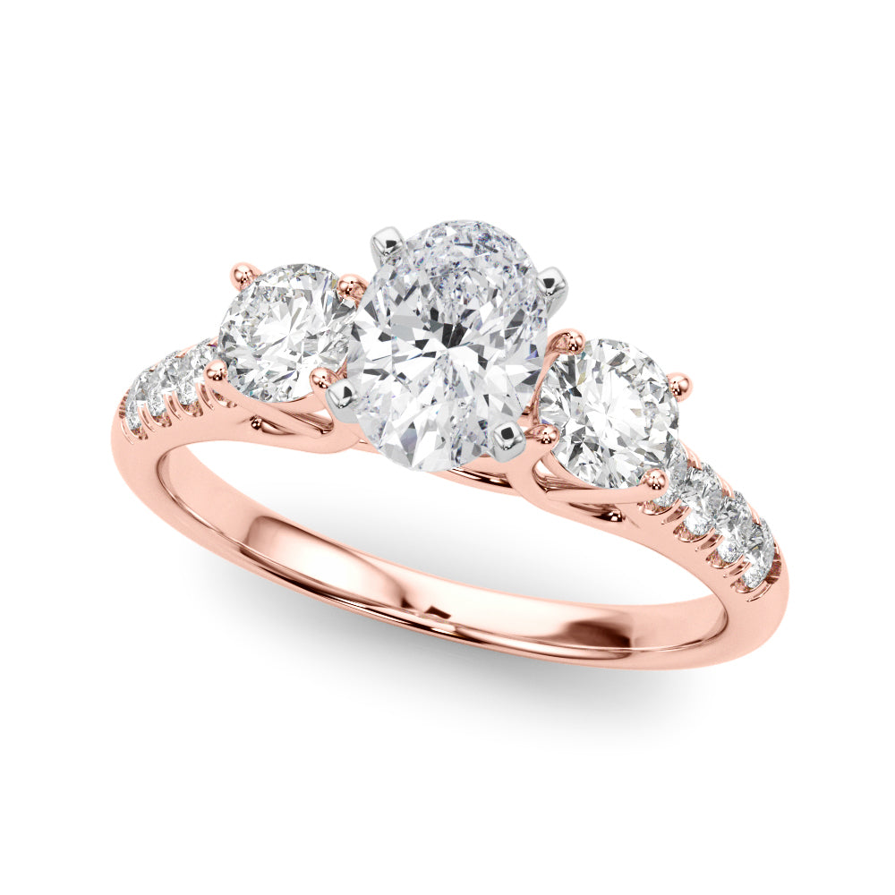 3-Stone Single Row Engagement Ring