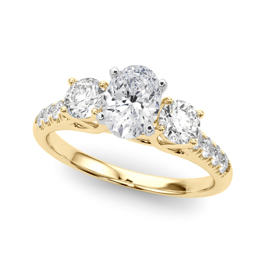 3-Stone Single Row Engagement Ring