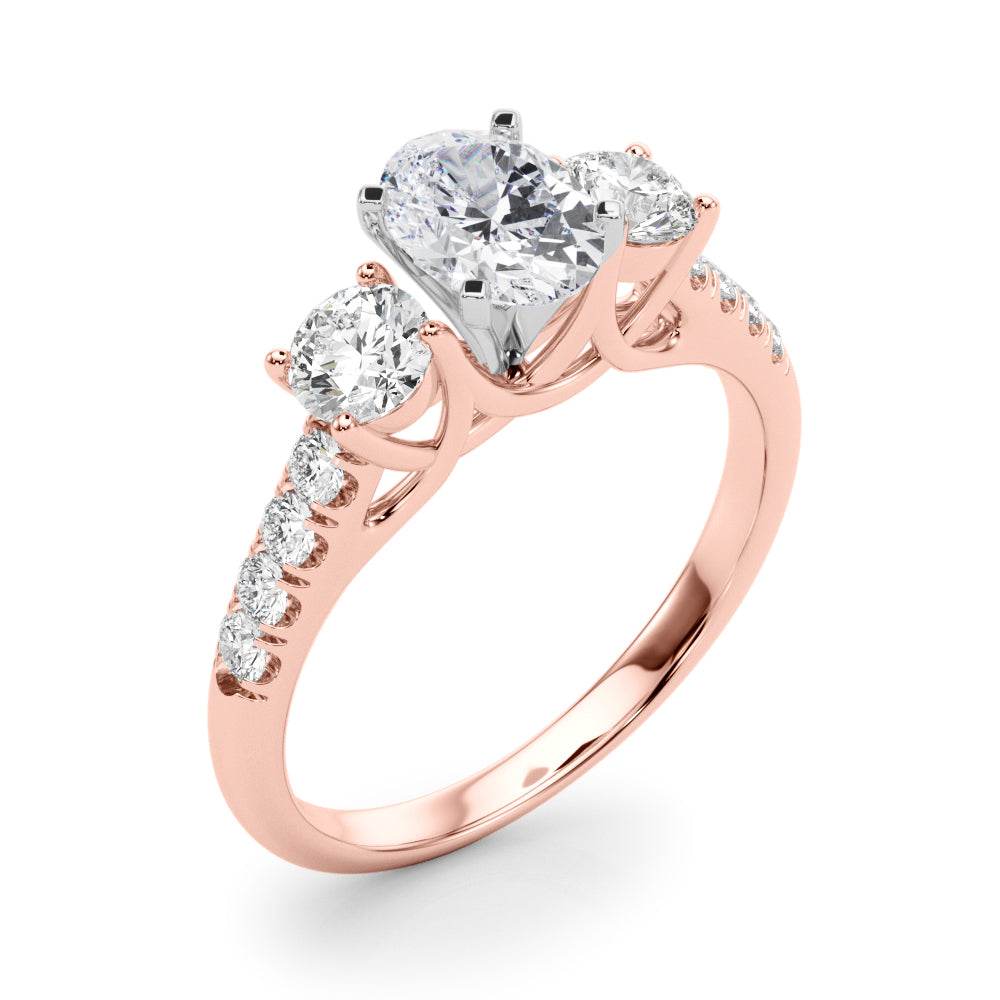 3-Stone Single Row Engagement Ring