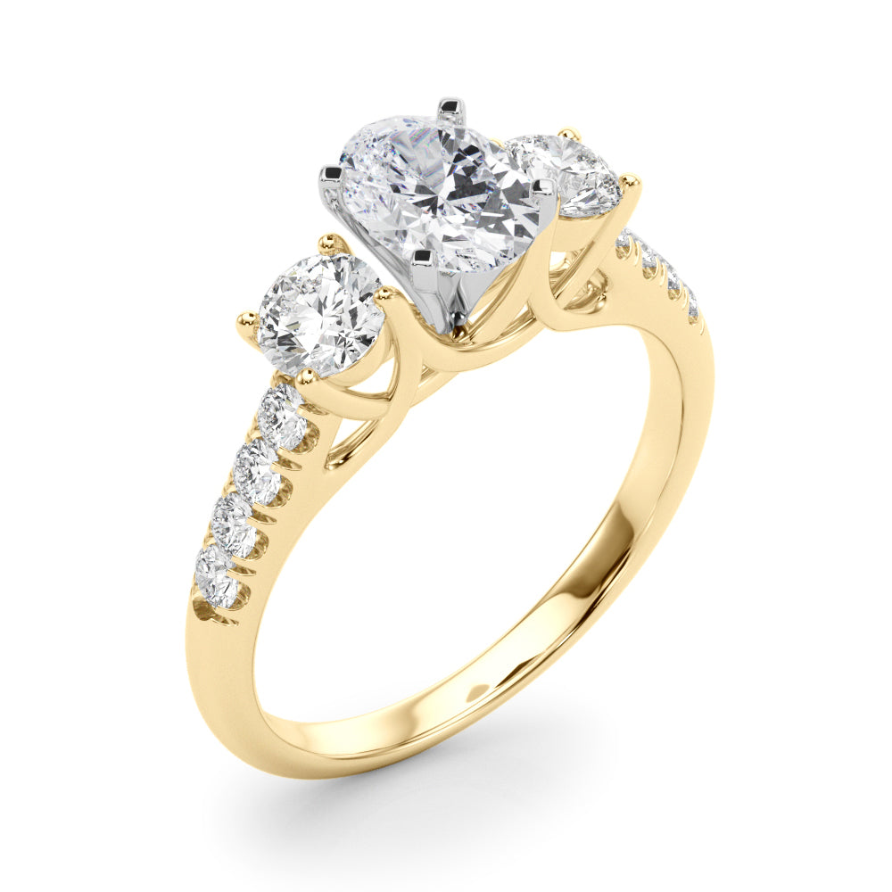 3-Stone Single Row Engagement Ring