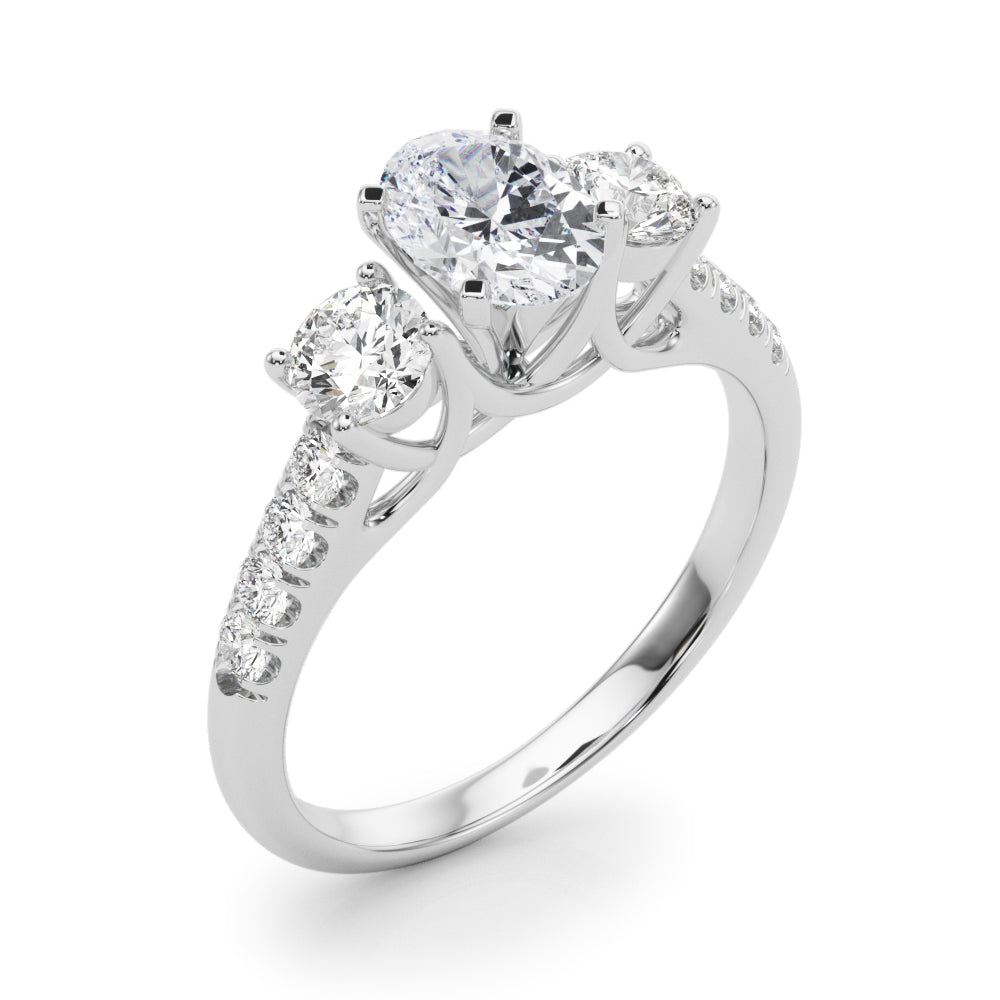 3-Stone Single Row Engagement Ring
