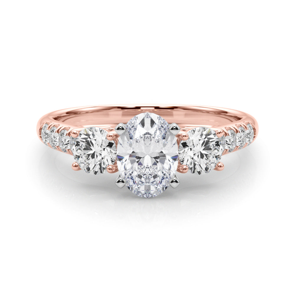 3-Stone Single Row Engagement Ring
