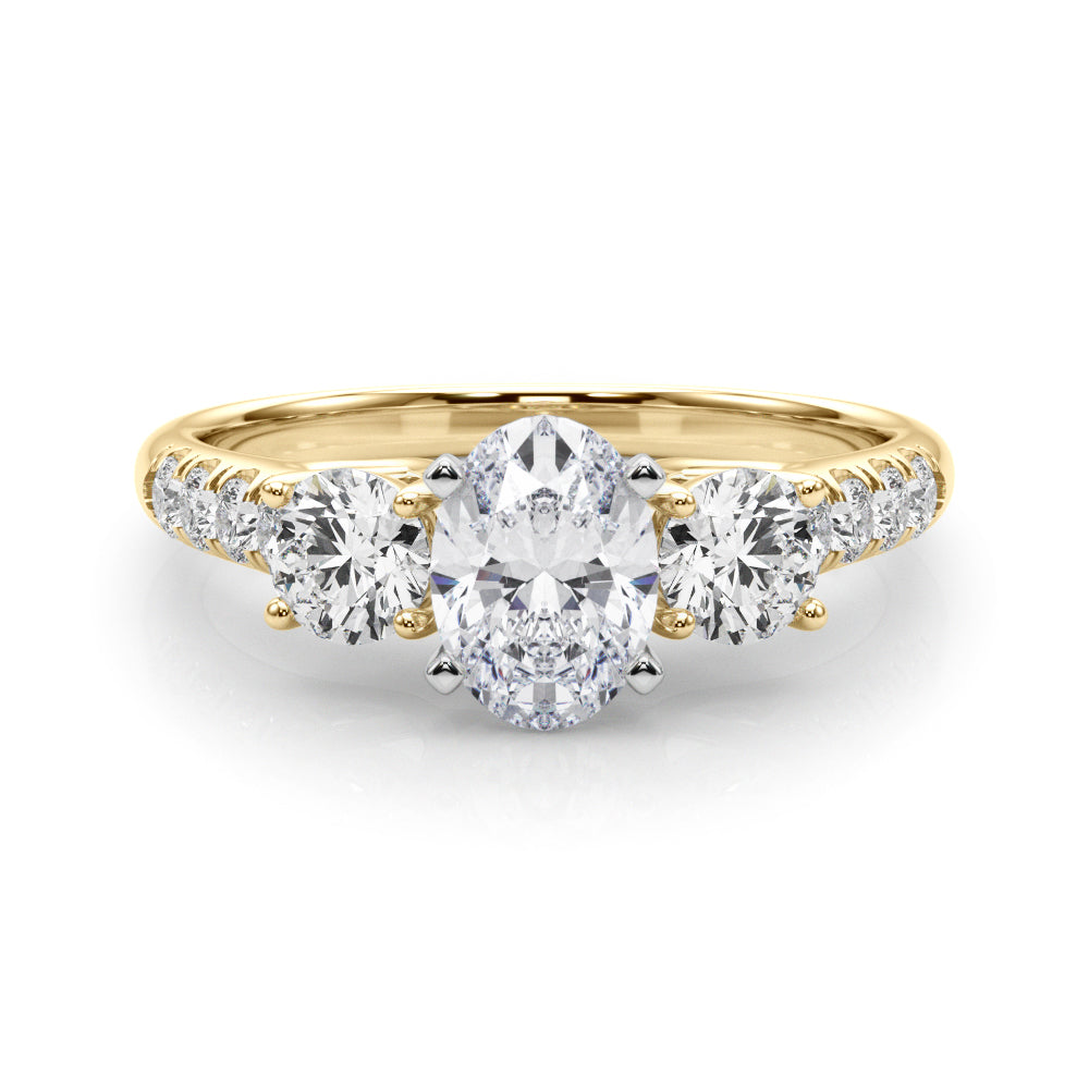 3-Stone Single Row Engagement Ring