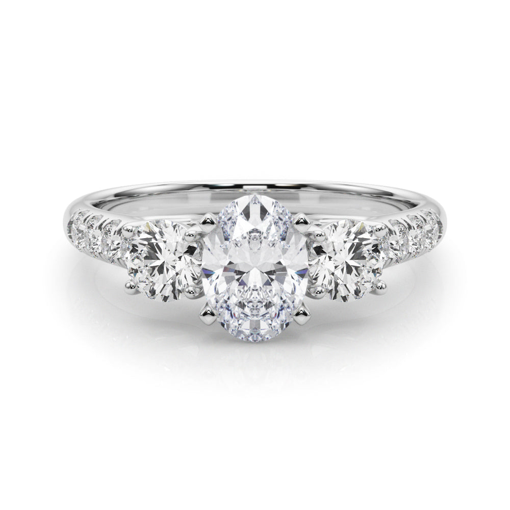 3-Stone Single Row Engagement Ring