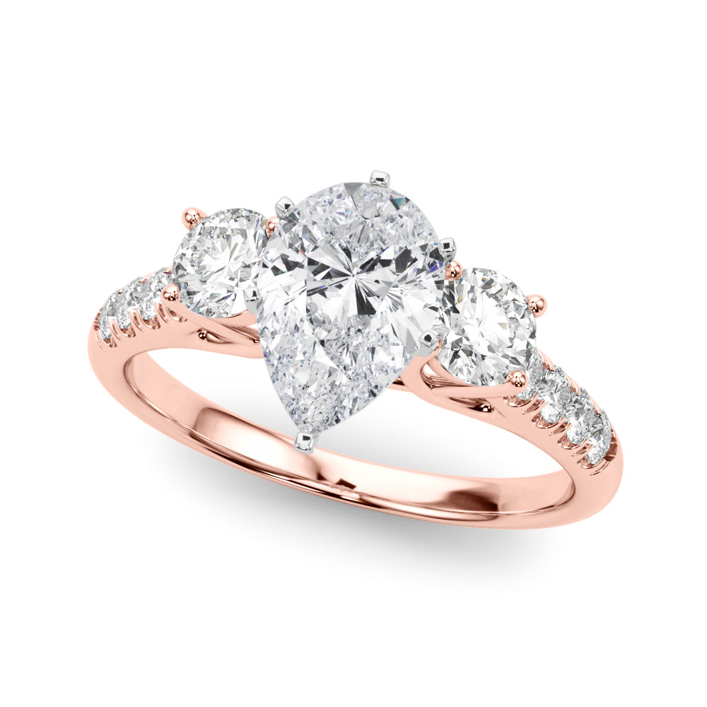 3-Stone Single Row Engagement Ring
