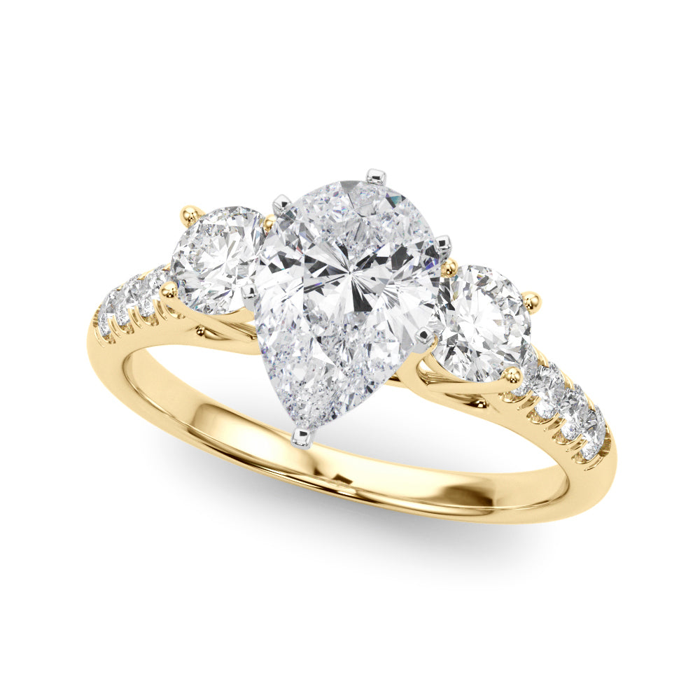 3-Stone Single Row Engagement Ring