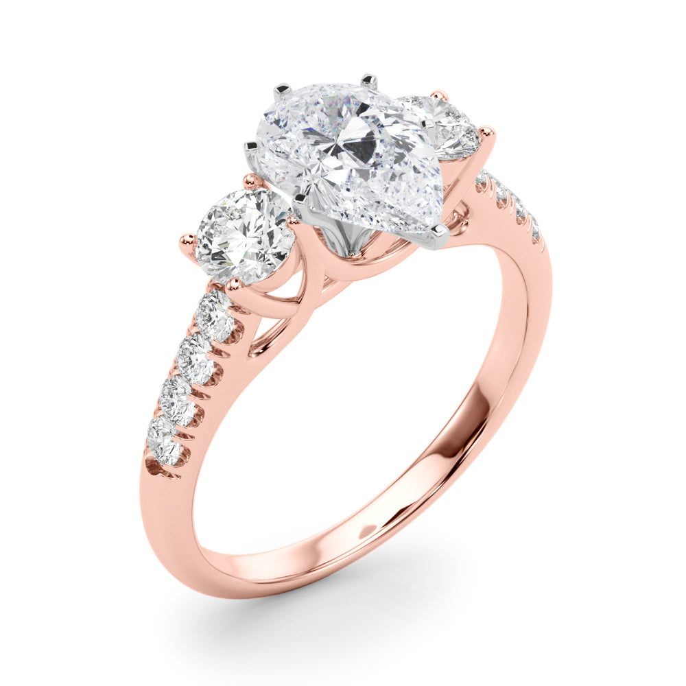 3-Stone Single Row Engagement Ring