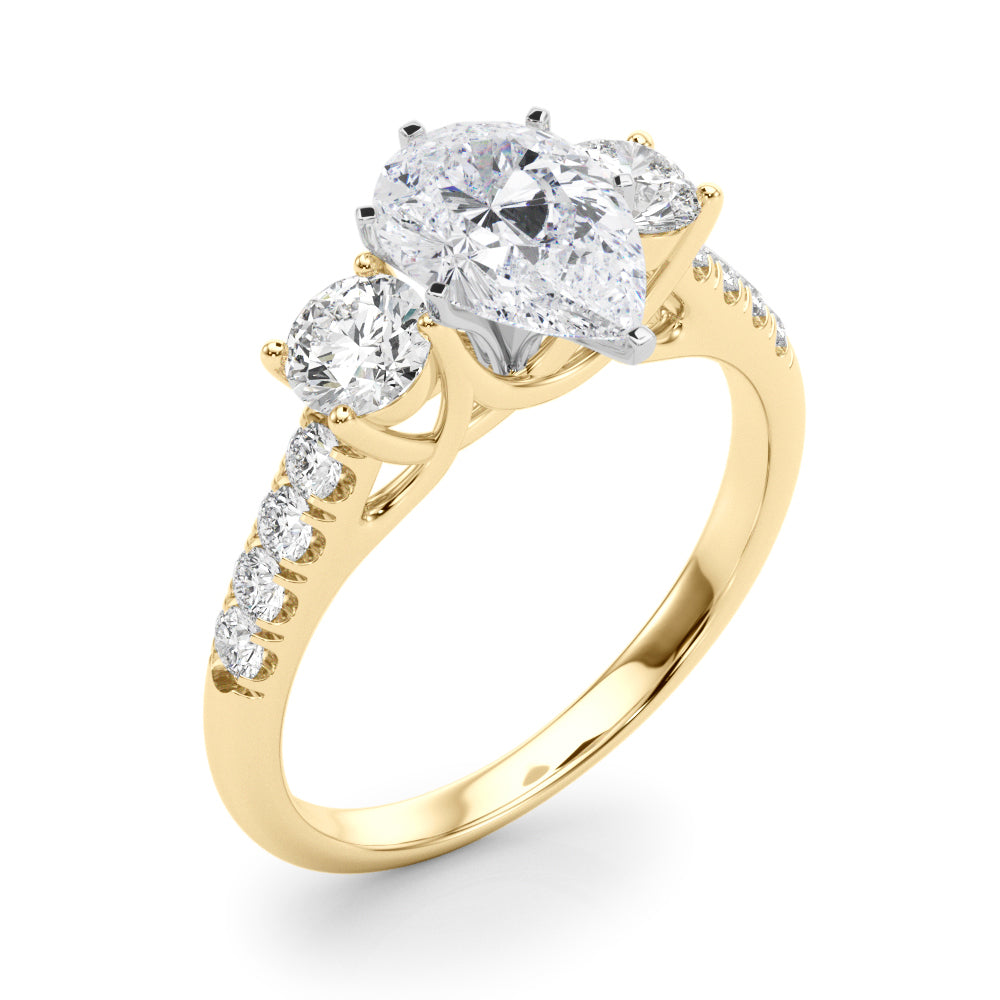 3-Stone Single Row Engagement Ring