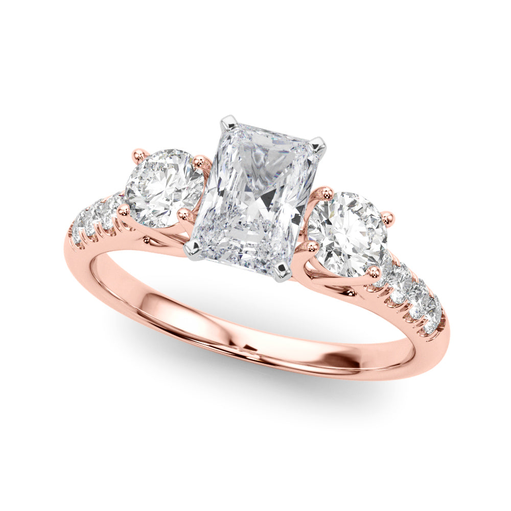 3-Stone Single Row Engagement Ring
