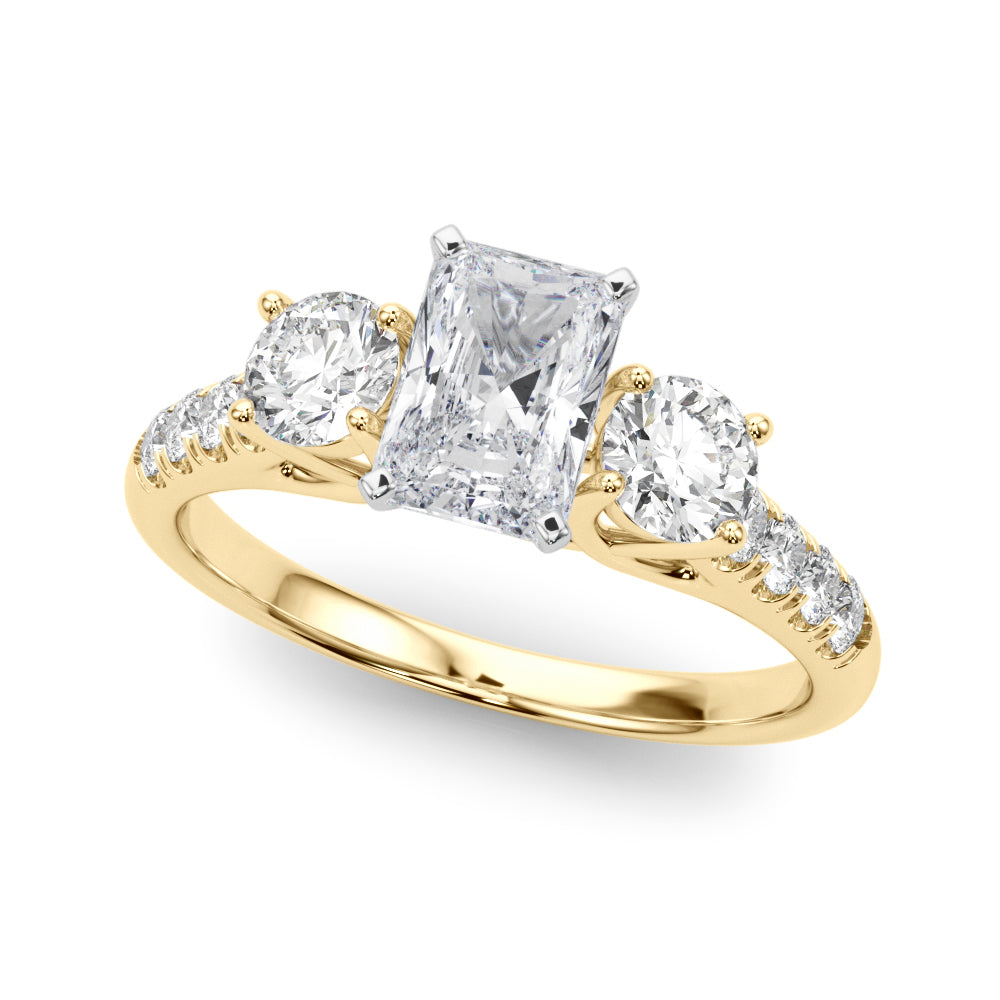 3-Stone Single Row Engagement Ring