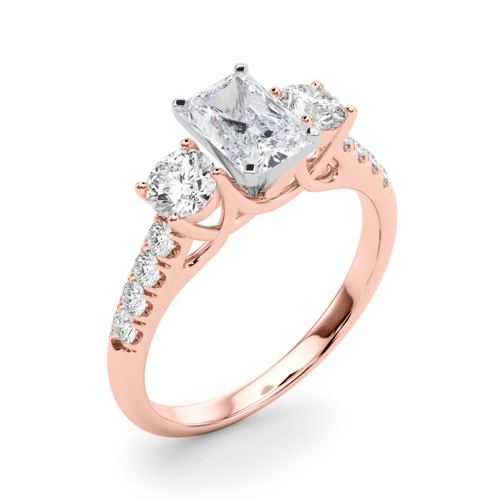 3-Stone Single Row Engagement Ring