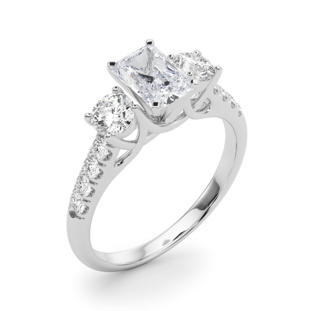 3-Stone Single Row Engagement Ring