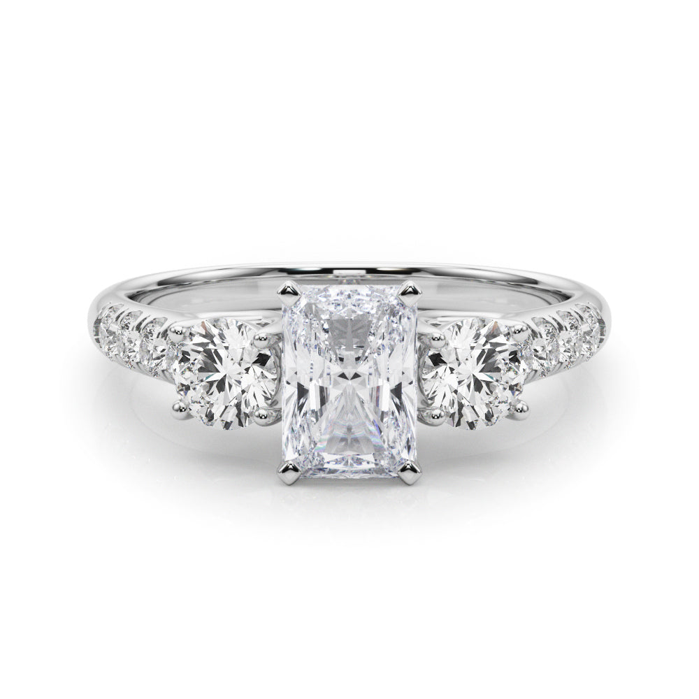3-Stone Single Row Engagement Ring